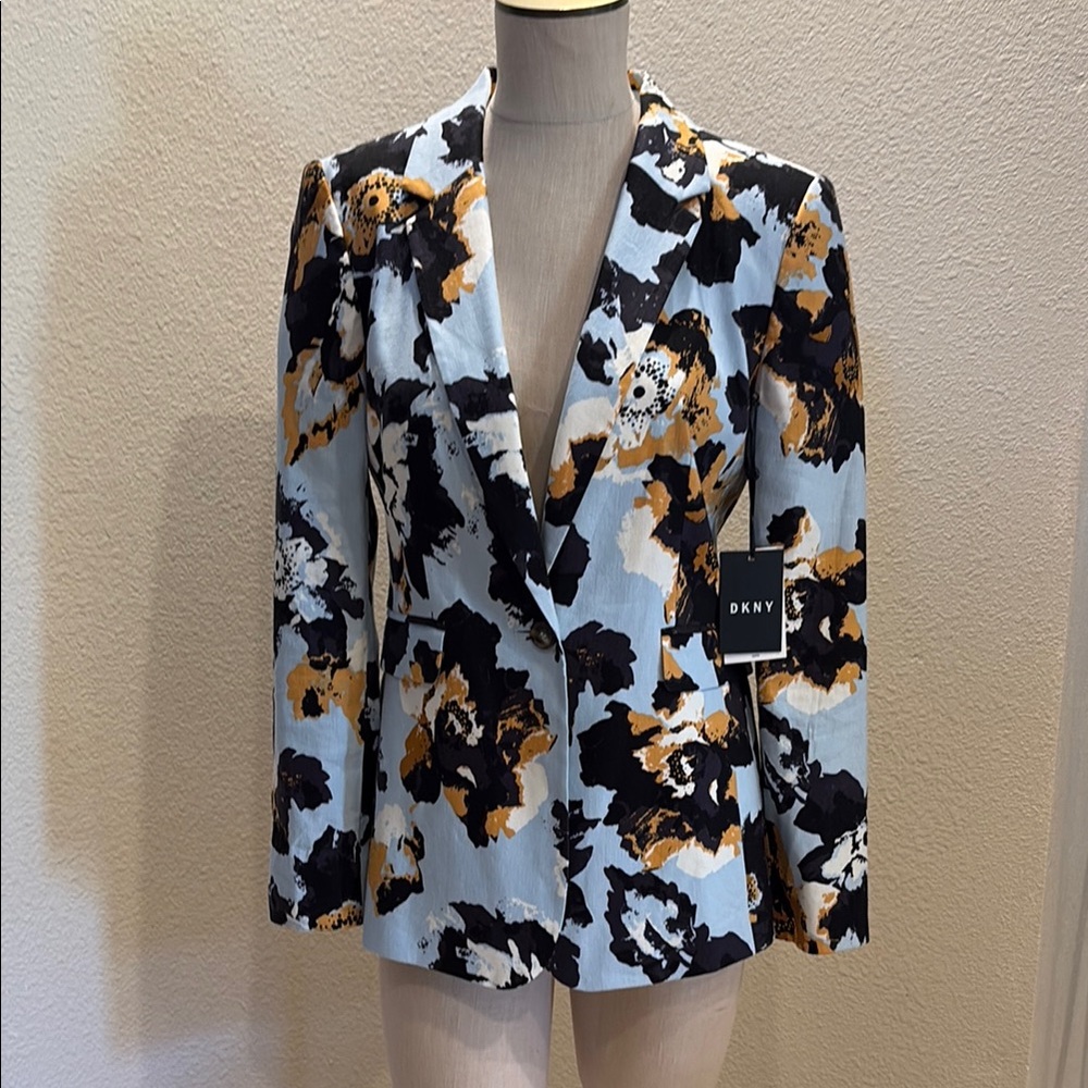 DKNY Women's Floral Blazer - Black, White, Brown